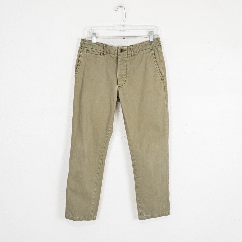 Buck Mason Maverick Slim Officer Pants 9oz Slub Twill Olive sz 29